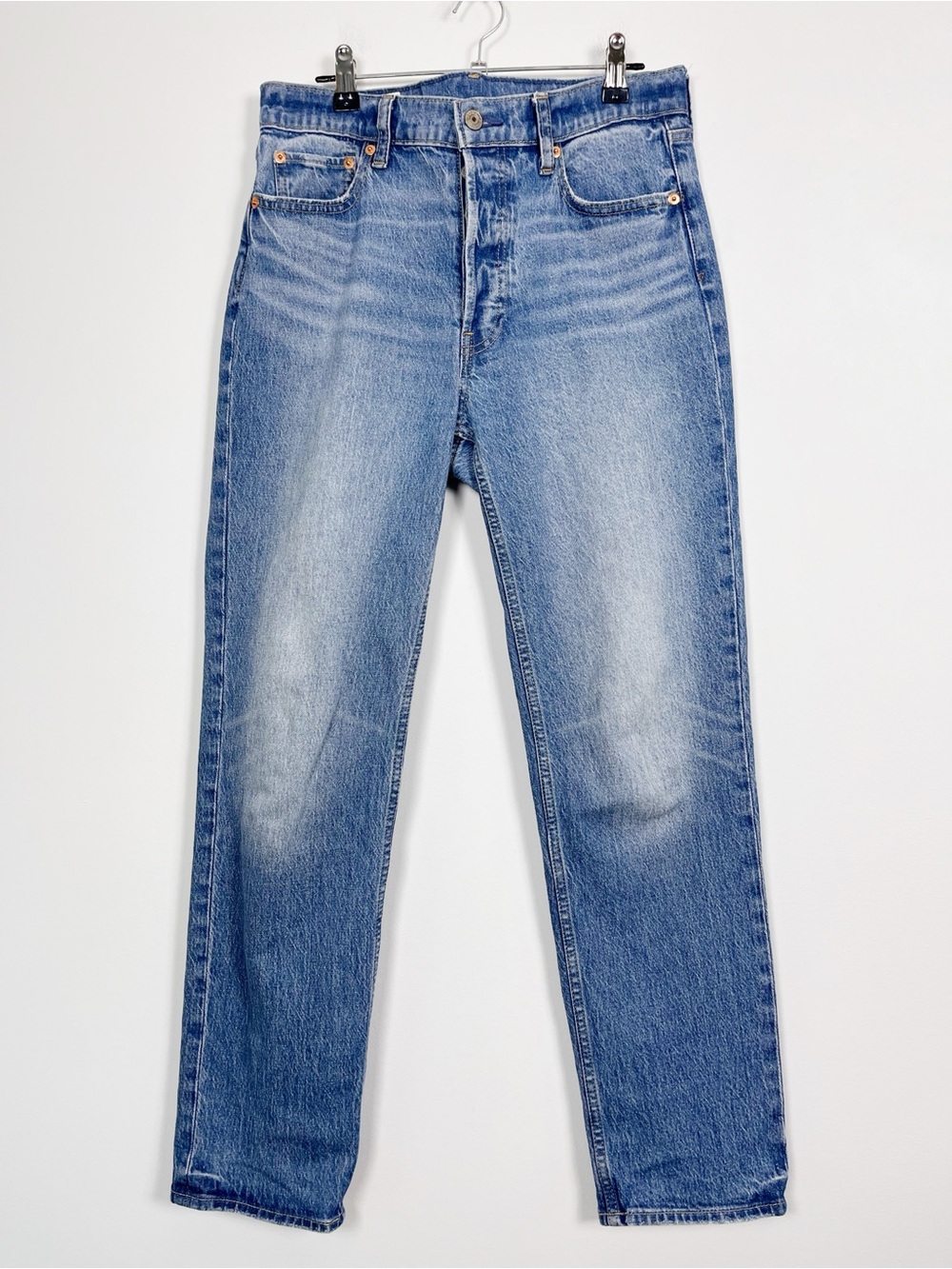 GAP Women's Cheeky Straight‎ Leg High Rise Light Blue Jeans Button Fly Size 28
